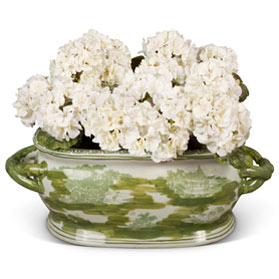 Green Scenery Motif Chinese Porcelain Footbath Planter
