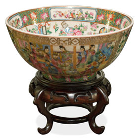 8 Inch Chinese Rose Canton Porcelain Bowl