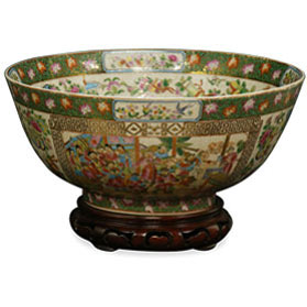 12 Inch Chinese Rose Medallion Porcelain Bowl