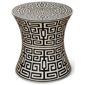Black and White Key to Longevity Oversized Porcelain Garden Stool